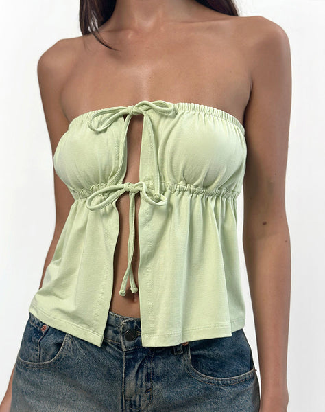 Image of Ender Tie Bandeau Top in Rayon Pistachio