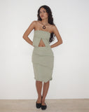 Image of Ralna Asymmetric Midi Skirt in Linen Slate Green