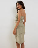 Image of Ralna Asymmetric Midi Skirt in Linen Slate Green