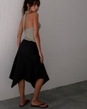 Image of Nejusi Asymmetric Midi Skirt in Black with Braided Belt