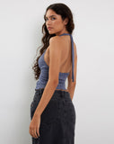 Image of Enzley Knitted Halterneck Top in Navy