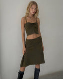 Image of Erato Midi Skirt in Abstract Botanic Dark Olive