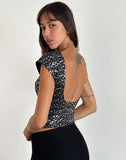 Image of Erica Backless Top in Black Gauzy Sequin