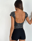 Image of Erika Backless Top in Black Gauzy Sequin