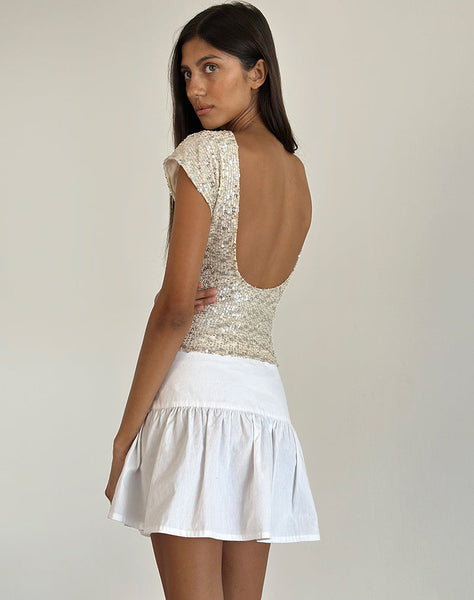 Image of Erica Backless Top in Neutral Sequin