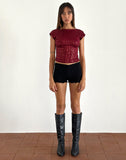 Image of Erika Low Back Top in Gauzy Sequin Red