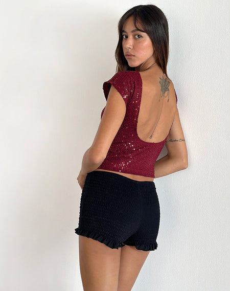 Hala Vest Top in Shimmer Sequin Charcoal