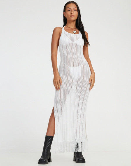 Maysa Midi Dress in Mesh Coffee