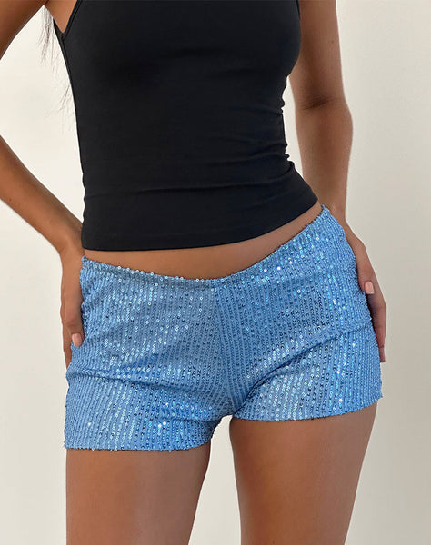 Image of Erna Short in Light Blue Mini Sequin