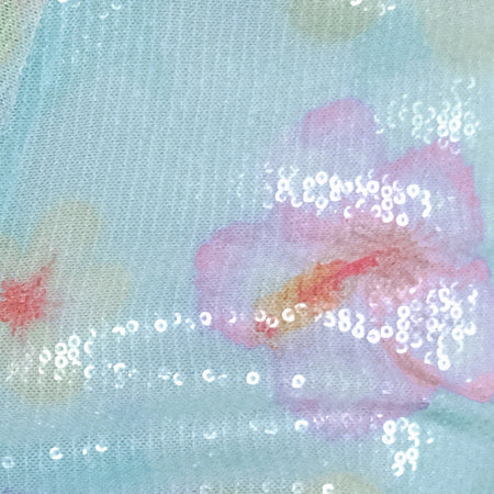 Erna Micro Short in Sequin Blooming Flower Blue