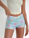 Image of Erna Micro Short in Sequin Blooming Flower Blue
