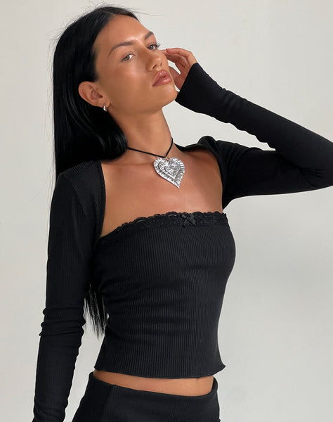 Image of Ernie Bandeau Rib Top in Black