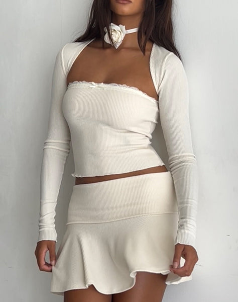 Image of Orla Micro Mini Rib Skirt in Ivory