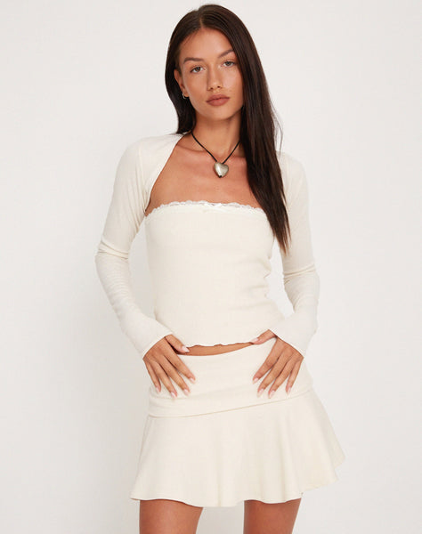 Image of Suri Rib Shrug Top in Ivory