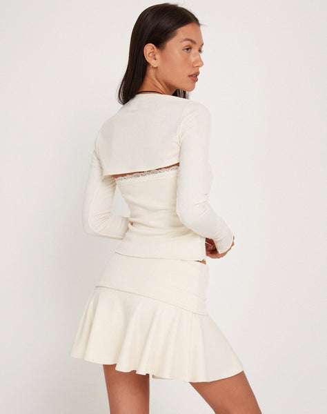 Image of Orla Micro Mini Rib Skirt in Ivory