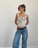 Image of Esau Tie Front Top in Vintage Bloom Ivory