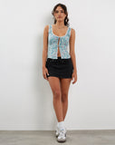 Image of Esau Tie Front Cami Top in Flower Power Blue