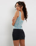 Image of Esau Tie Front Cami Top in Flower Power Blue