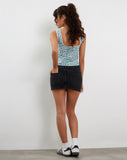 Image of Esau Tie Front Cami Top in Flower Power Blue