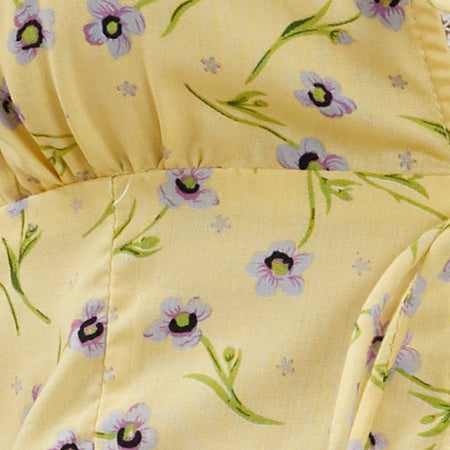 Esau Tie Front Top in Wild Flower Lemon Drop