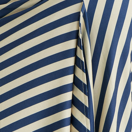 Esmeray Midi Skirt in Cream and Navy Diagonal Stripe