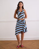 Image of Esmeray Midi Skirt in Retro Stripe Blue