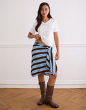 Image of Esmeray Midi Skirt in Retro Stripe Blue