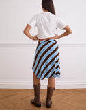 Image of Esmeray Midi Skirt in Retro Stripe Blue