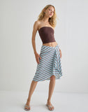 Image of Esmeray Midi Skirt in Diagonal Stripe Light Blue