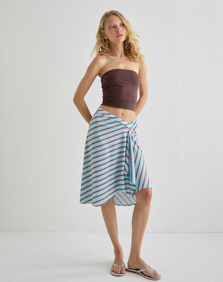 KAGARI MIDI DRESS DGNAL STRP LGHT BLUE