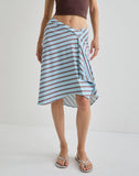 Image of Esmeray Midi Skirt in Diagonal Stripe Light Blue