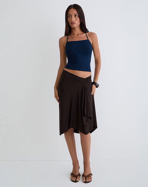 Image of Esmeray Midi Skirt In Chocolate Brown