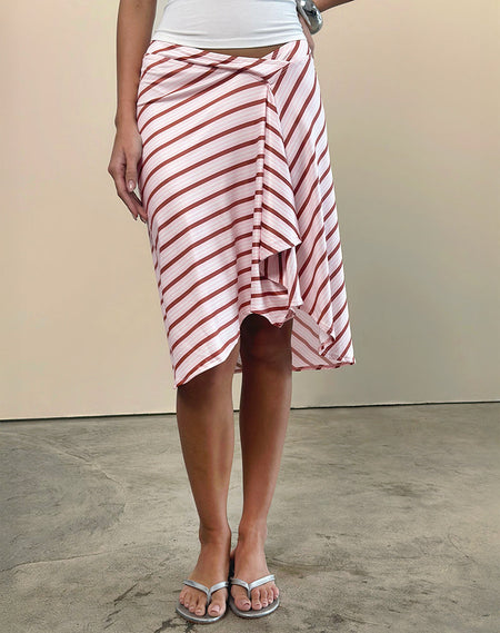 Uberta Asymmetric Tie Top in Diagonal Stripe Light Blue