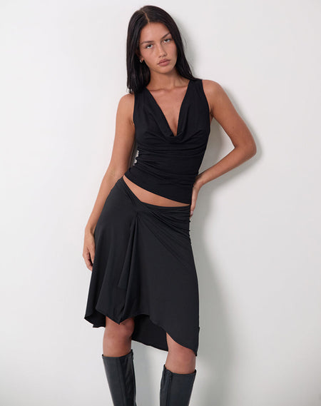 MOTEL X JACQUIE Karsyn Asymmetric Midi Skirt in Oat