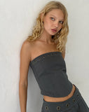 Image of Estel Eyelet Bandeau Top in Charcoal Grey