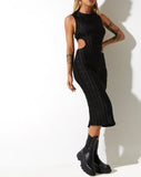 image of  Estonia Midi Dress in Crinkle Black