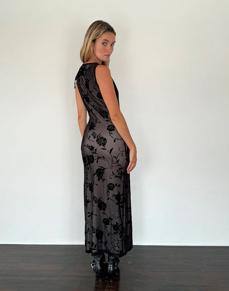 Image of Estoria Midi Dress Black Rose Flock