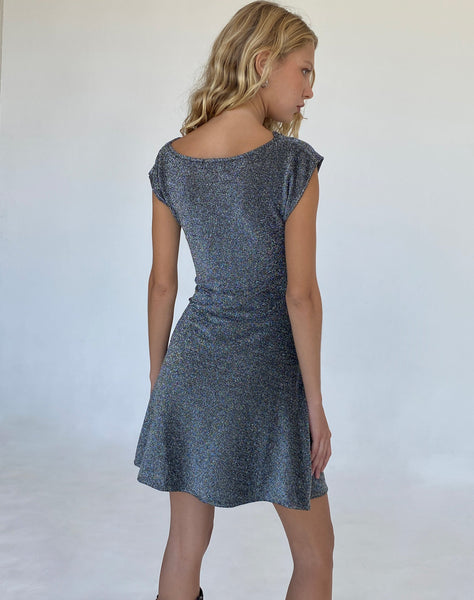 Image of Estrella Cowl Neck Mini Dress in Black Shimmer