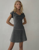 Image of Estrella Cowl Neck Mini Dress in Black Shimmer