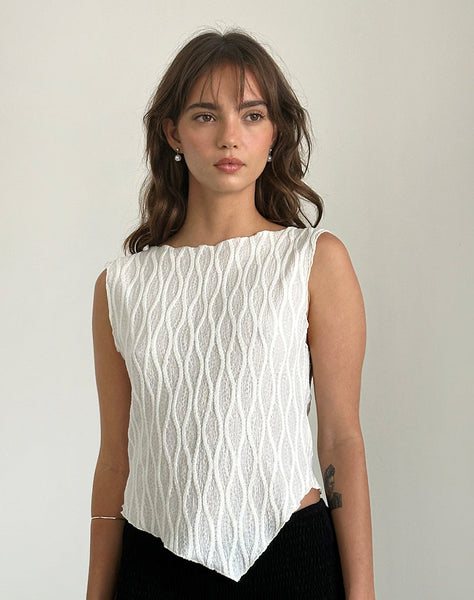 Image of Etta Vest Top in Crinkle Ivory