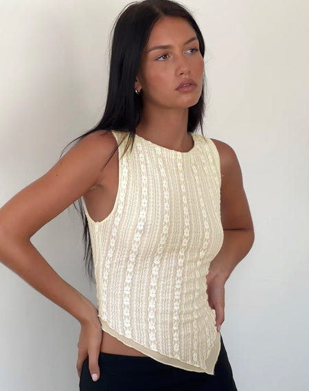 Dudley Ribbed Vest Top in Off White