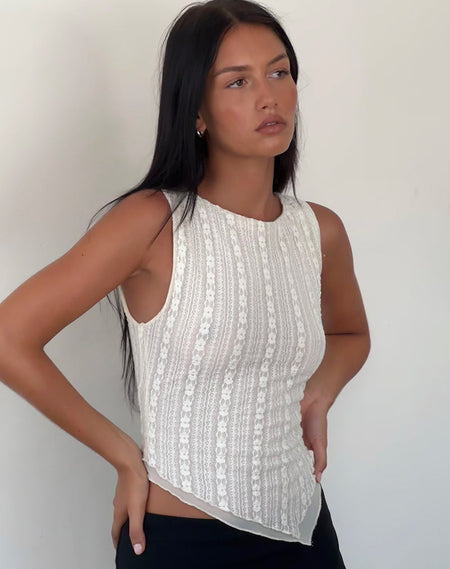 Erika Backless Top in Sequin Mesh Ivory