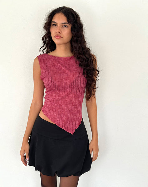 Image of Etta Vest Top in Burgundy