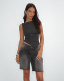 Image of Etta Vest Top in Metallic Stripe Jersey Black