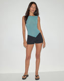 Image of Etta Vest Top in Metallic Jersey Blue