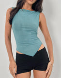 Image of Etta Vest Top in Metallic Jersey Blue