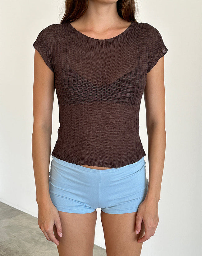 Image of Francine Top in Wide Rib Knit Brown