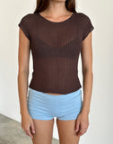 Image of Francine Top in Wide Rib Knit Brown