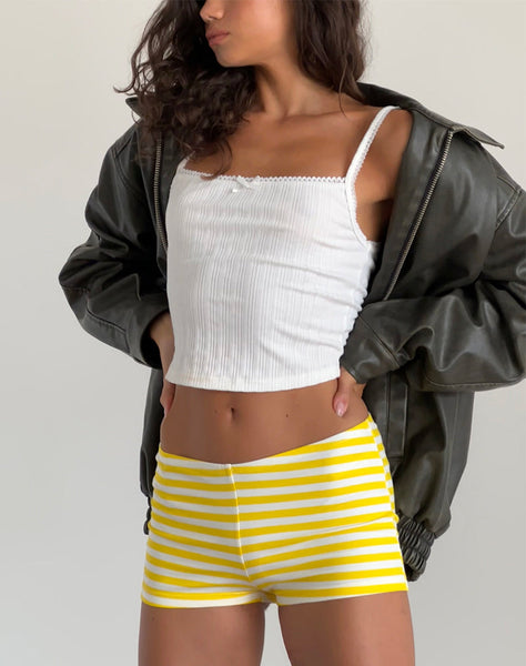 Image of Eunia Shorts in Yellow and White Stripe