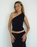 Image of Evelina One Shoulder Top in Black Mesh